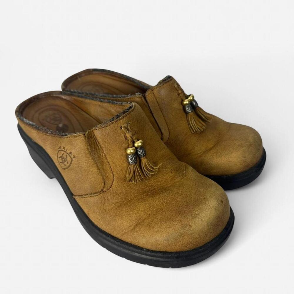 Ariat leather tassel mule clogs US 5.5B